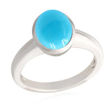 Sterling Silver 10x8mm Sleeping Beauty Turquoise Bezel-Set Solitaire Ring