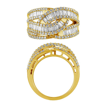 Morris & David 14K Gold 1.50ctw Diamond Interlocking Crossover Ring