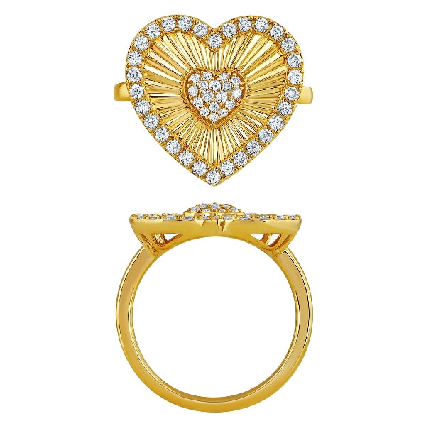 Morris & David 14K Gold 0.50ctw Diamond Diamond-Cut Heart Ring