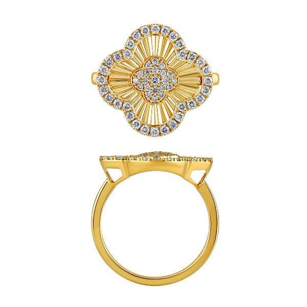 Morris & David 14K Gold 0.50ctw Diamond Diamond-Cut Clover Ring