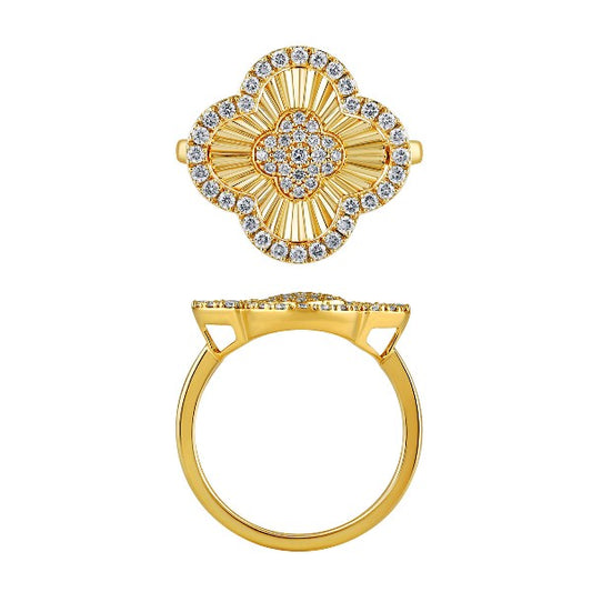 Morris & David 14K Gold 0.50ctw Diamond Diamond-Cut Clover Ring