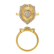 Morris & David 14K Gold 0.50ctw Diamond Diamond-Cut Shield Ring