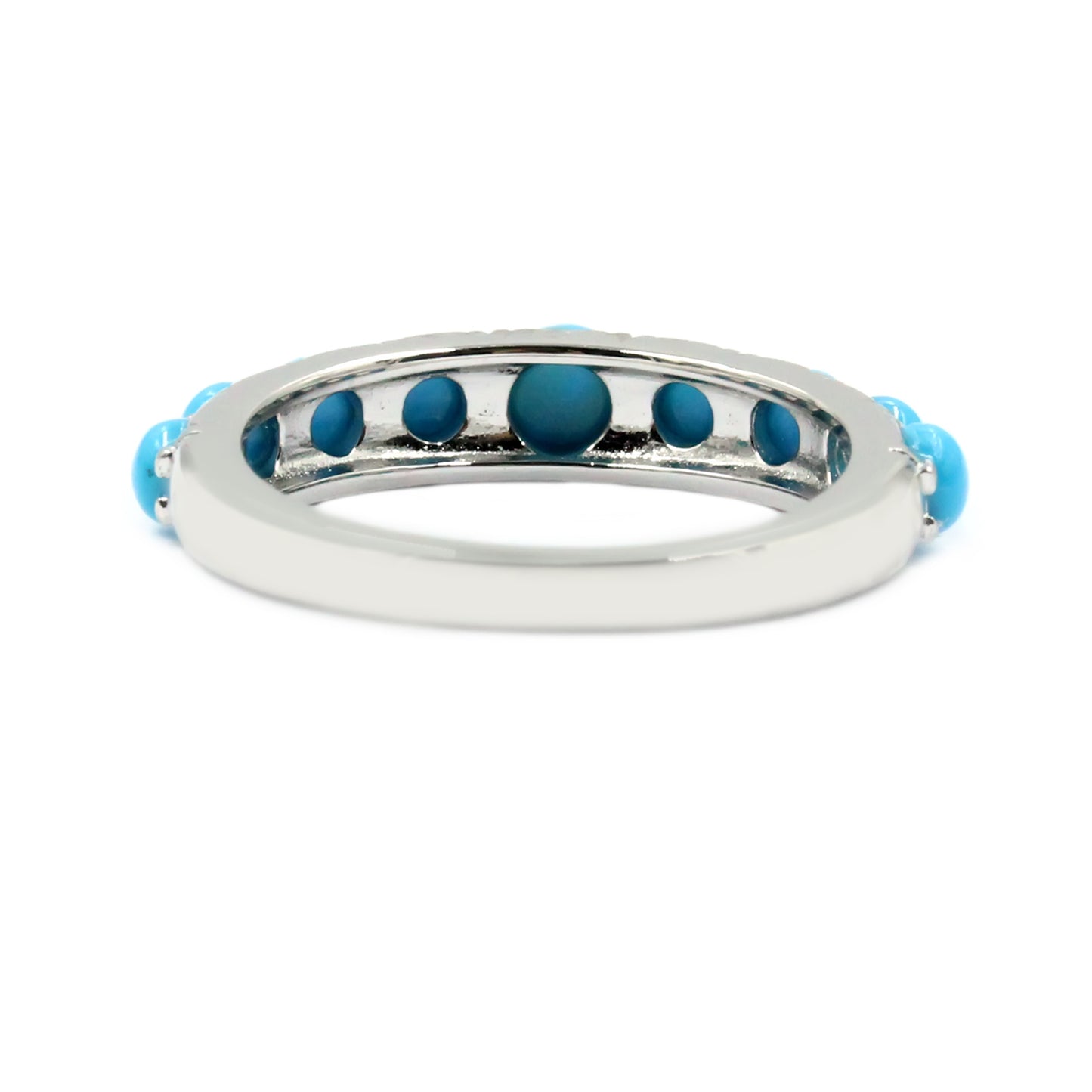 Sterling Silver Sleeping Beauty Turquoise 9-Stone Band Ring