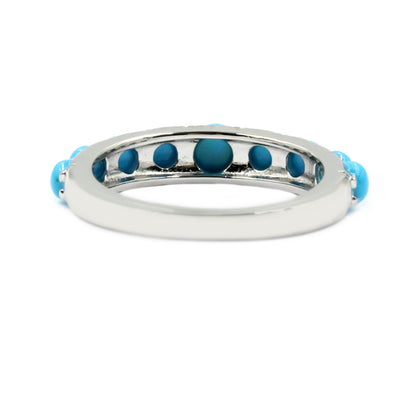 Sterling Silver Sleeping Beauty Turquoise 9-Stone Band Ring