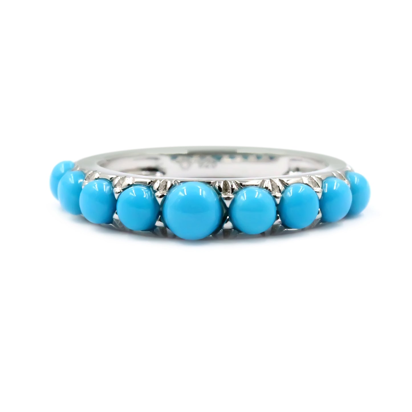 Sterling Silver Sleeping Beauty Turquoise 9-Stone Band Ring
