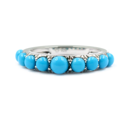 Sterling Silver Sleeping Beauty Turquoise 9-Stone Band Ring