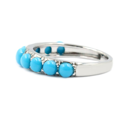 Sterling Silver Sleeping Beauty Turquoise 9-Stone Band Ring