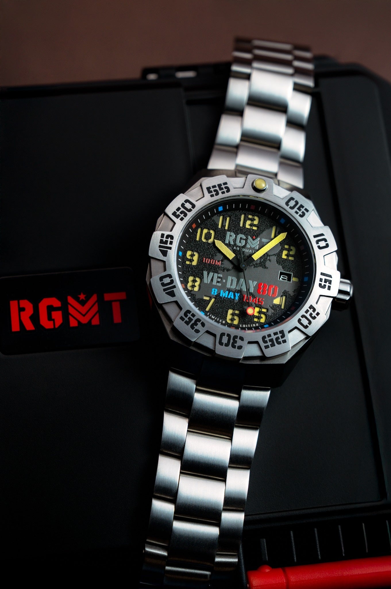 RGMT Men's 45mm Ohio Automatic VE-Day 80th Anniversary Interchangeable Watch