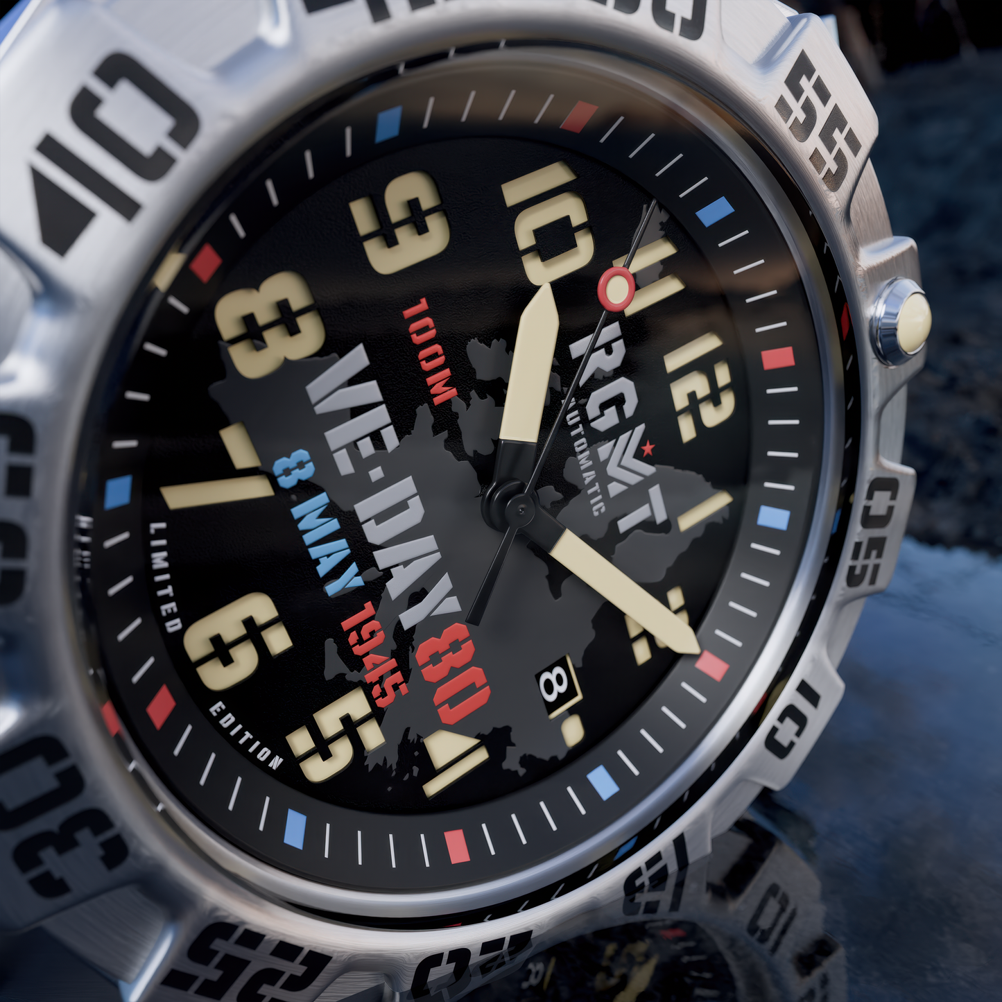 RGMT Men's 45mm Ohio Automatic VE-Day 80th Anniversary Interchangeable Watch
