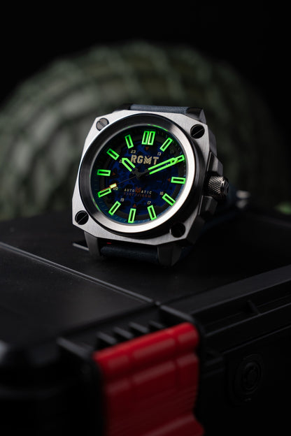 RGMT Men's 46mm Altimeter Skeletonized Automatic Leather Strap Watch