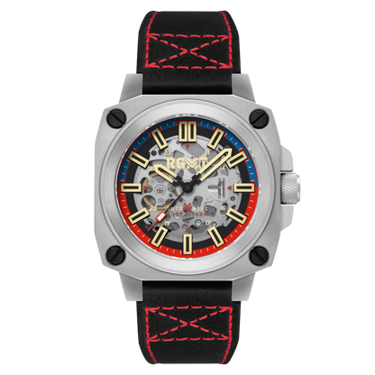 RGMT Men's 46mm Altimeter Skeletonized Automatic Leather Strap Watch