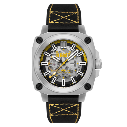 RGMT Men's 46mm Altimeter Skeletonized Automatic Leather Strap Watch