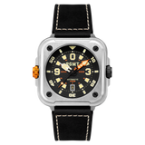 RGMT Men's 50mm Pershing Automatic Date Square Case Leather Strap Watch