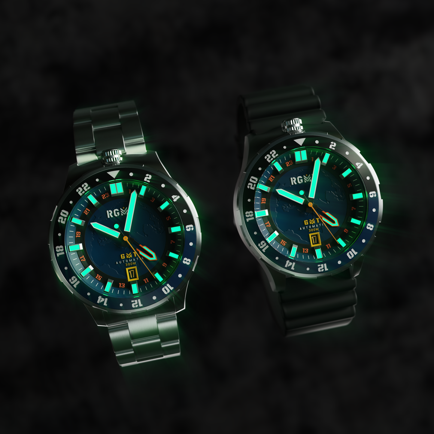 RGMT Men's 46mm Globemaster Automatic GMT Interchangeable Watch