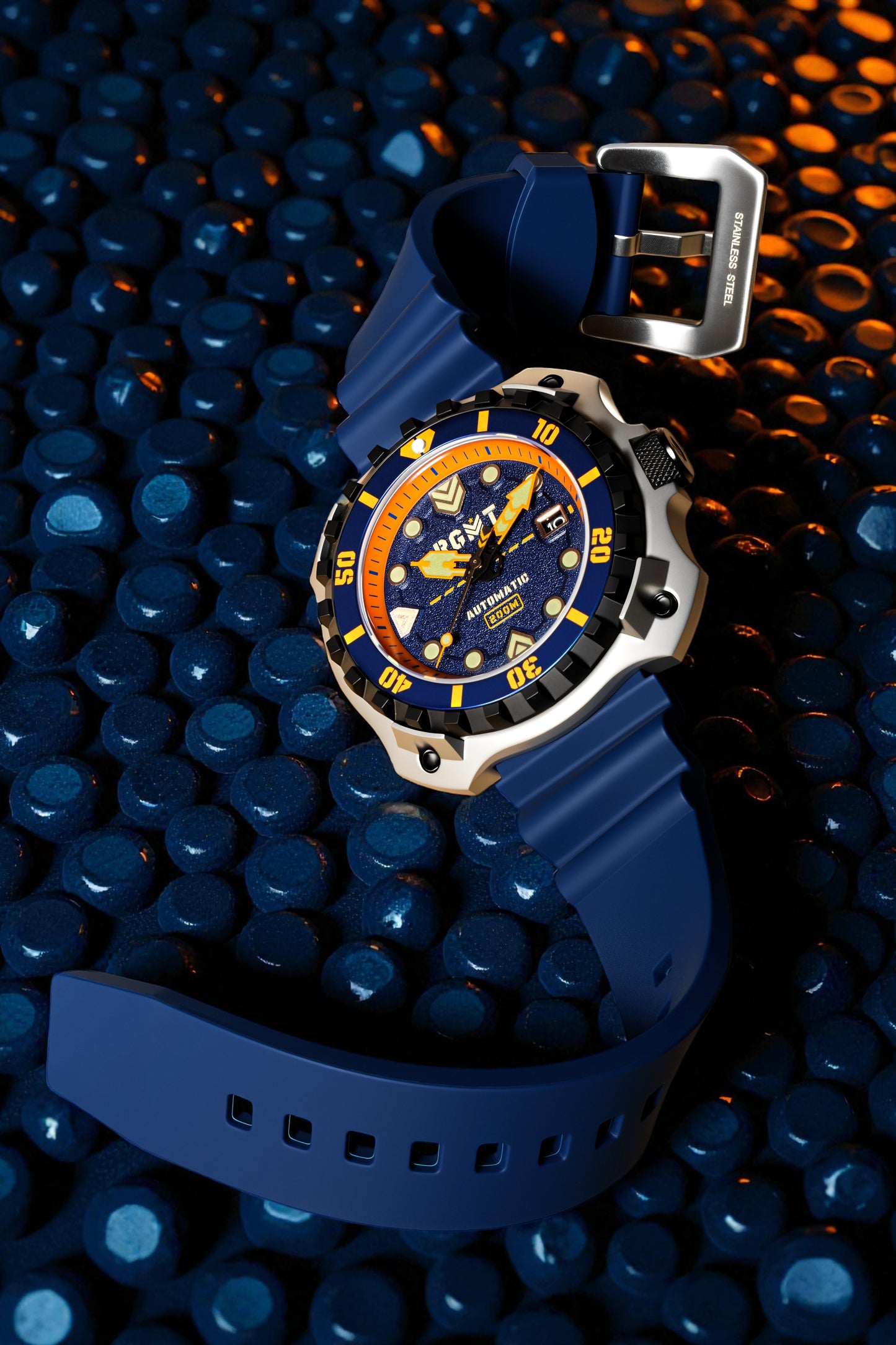 RGMT Men's 48mm Minesweep Automatic Silicone Strap Watch