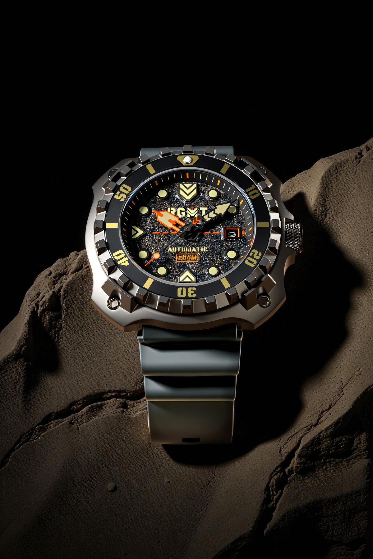 RGMT Men's 48mm Minesweep Automatic Silicone Strap Watch
