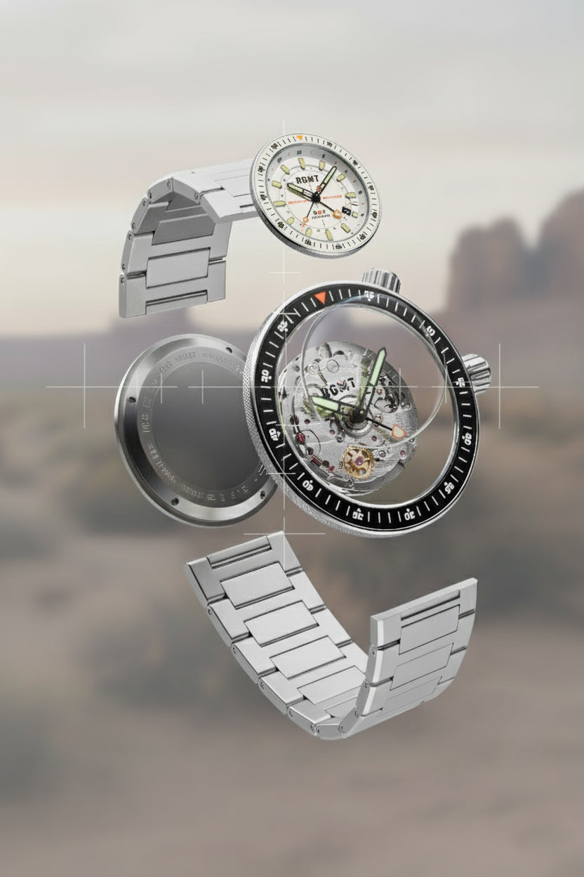 RGMT Men's 44mm Marksman Automatic GMT Bracelet Watch