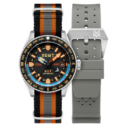 RGMT Men's 42mm Dragoon Automatic Date GMT Interchangeable Nylon & Rubber Strap Watch