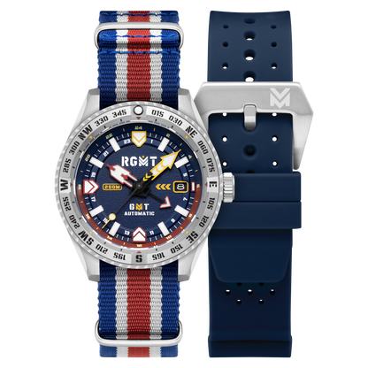 RGMT Men's 42mm Dragoon Automatic Date GMT Interchangeable Nylon & Rubber Strap Watch