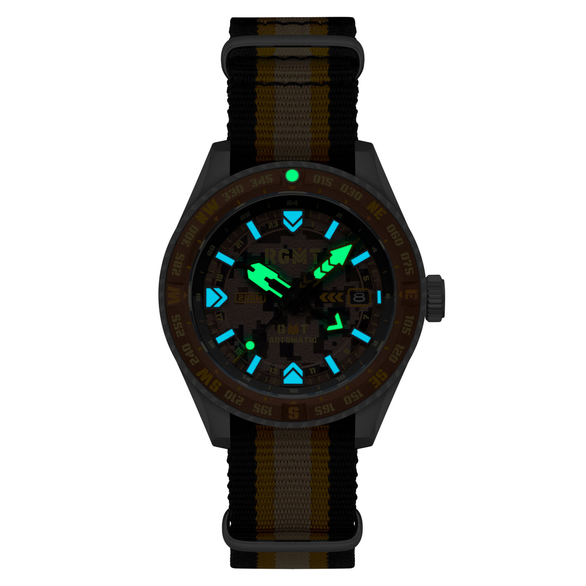 RGMT Men's 42mm Dragoon Automatic Date GMT Interchangeable Nylon & Rubber Strap Watch