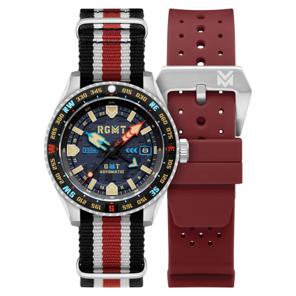 RGMT Men's 42mm Dragoon Automatic Date GMT Interchangeable Nylon & Rubber Strap Watch
