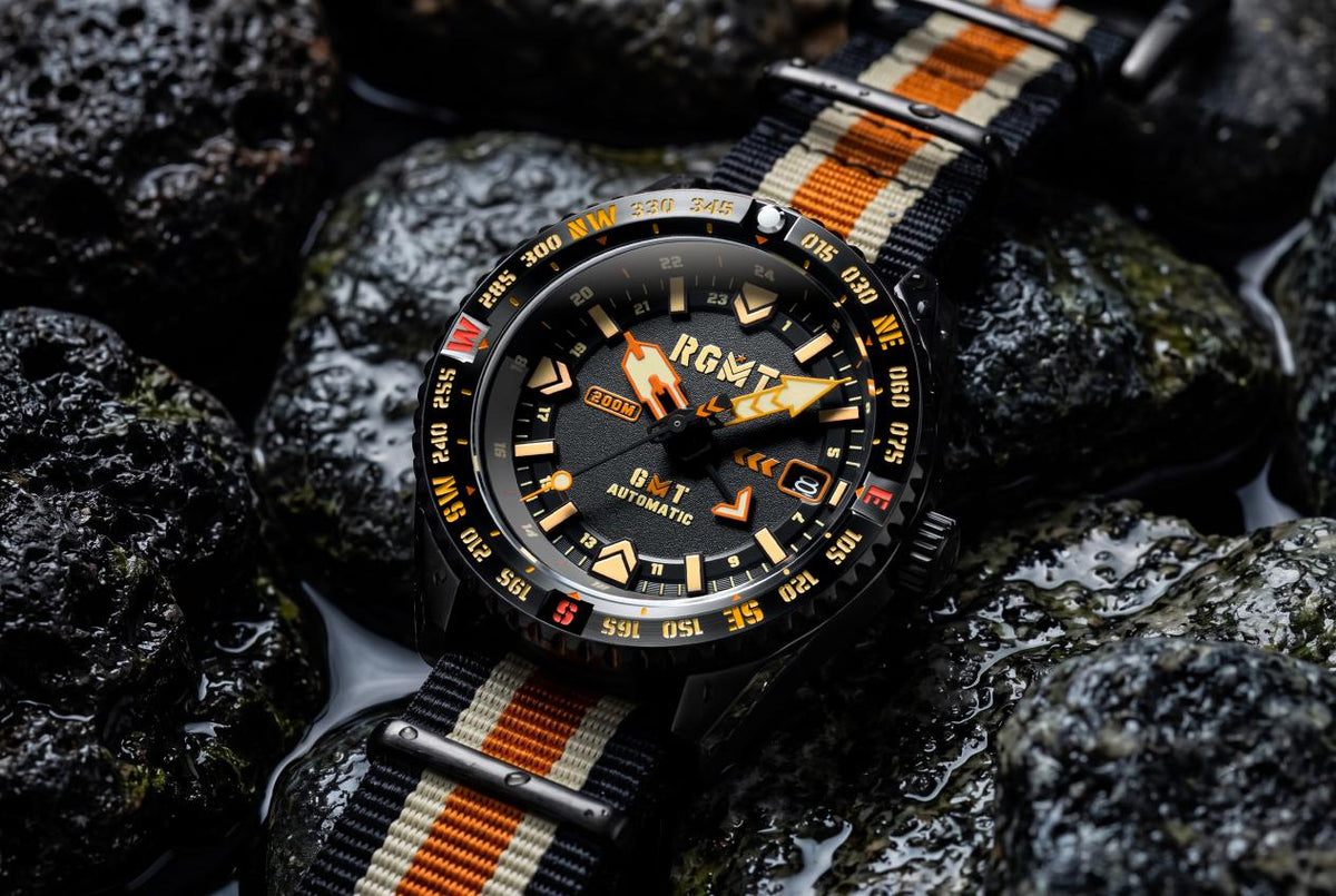 RGMT Men's 42mm Dragoon Automatic Date GMT Interchangeable Nylon & Rubber Strap Watch