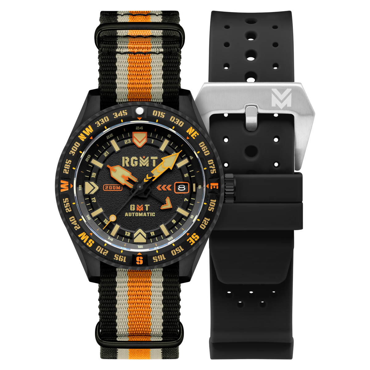 RGMT Men's 42mm Dragoon Automatic Date GMT Interchangeable Nylon & Rubber Strap Watch