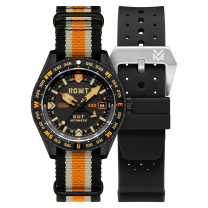 RGMT Men's 42mm Dragoon Automatic Date GMT Interchangeable Nylon & Rubber Strap Watch