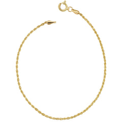 14K Italian Gold Rope Chain Adjustable Anklet
