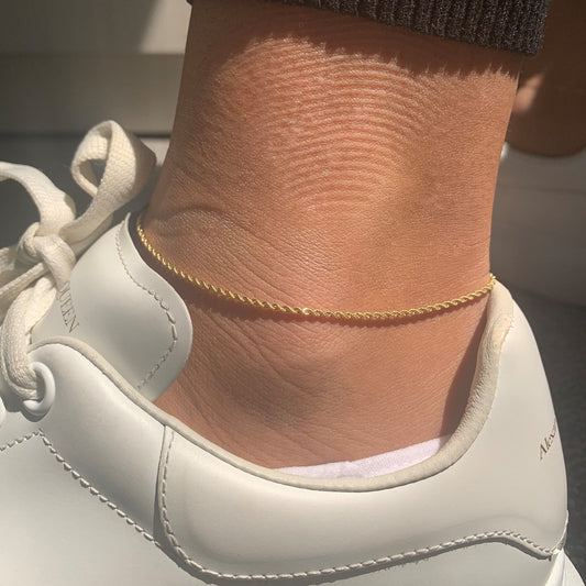 14K Italian Gold Rope Chain Adjustable Anklet
