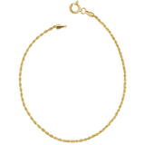 14K Italian Gold Rope Chain Adjustable Anklet