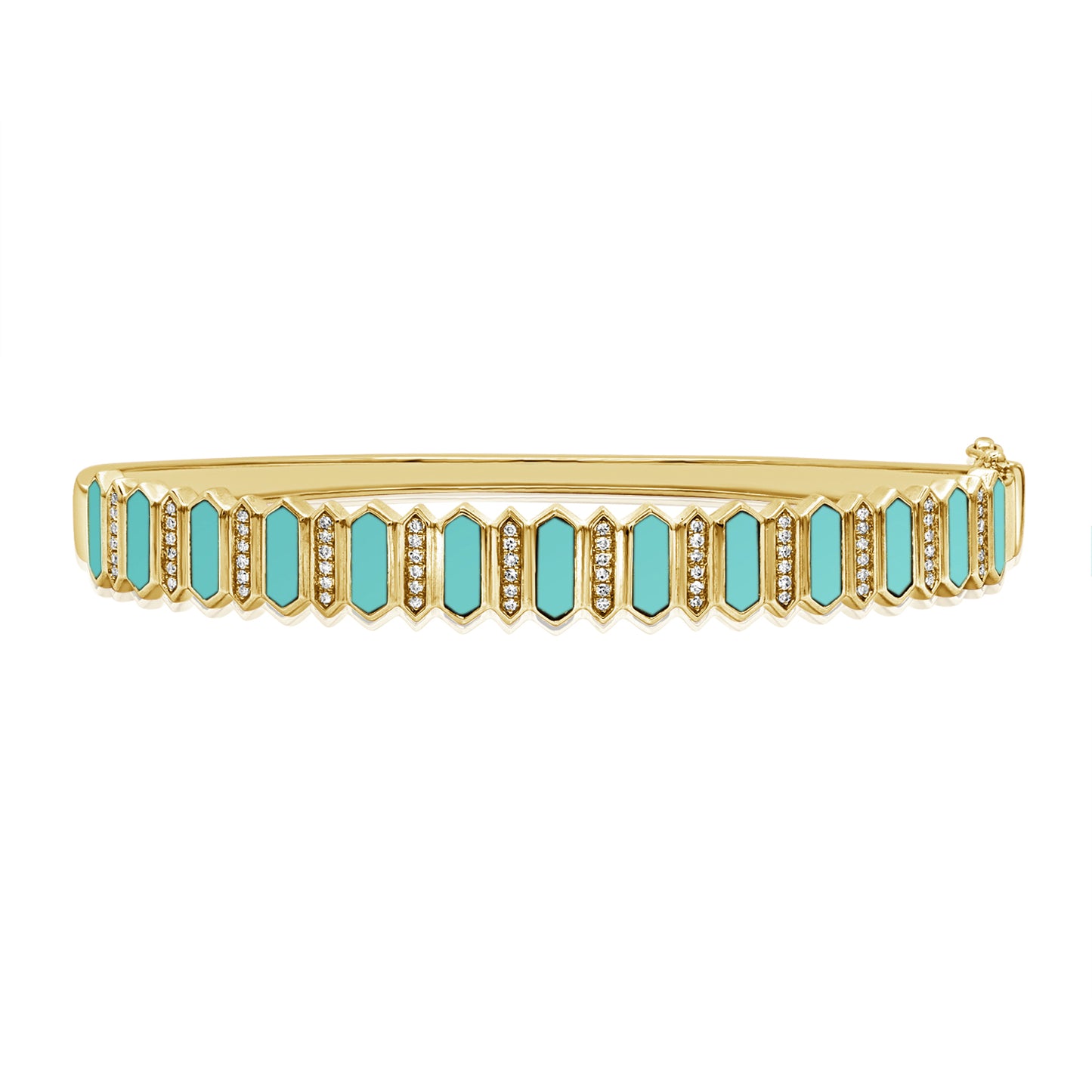 Sabrina Designs 14K Gold Turquoise & Diamond Hinged Bangle Bracelet