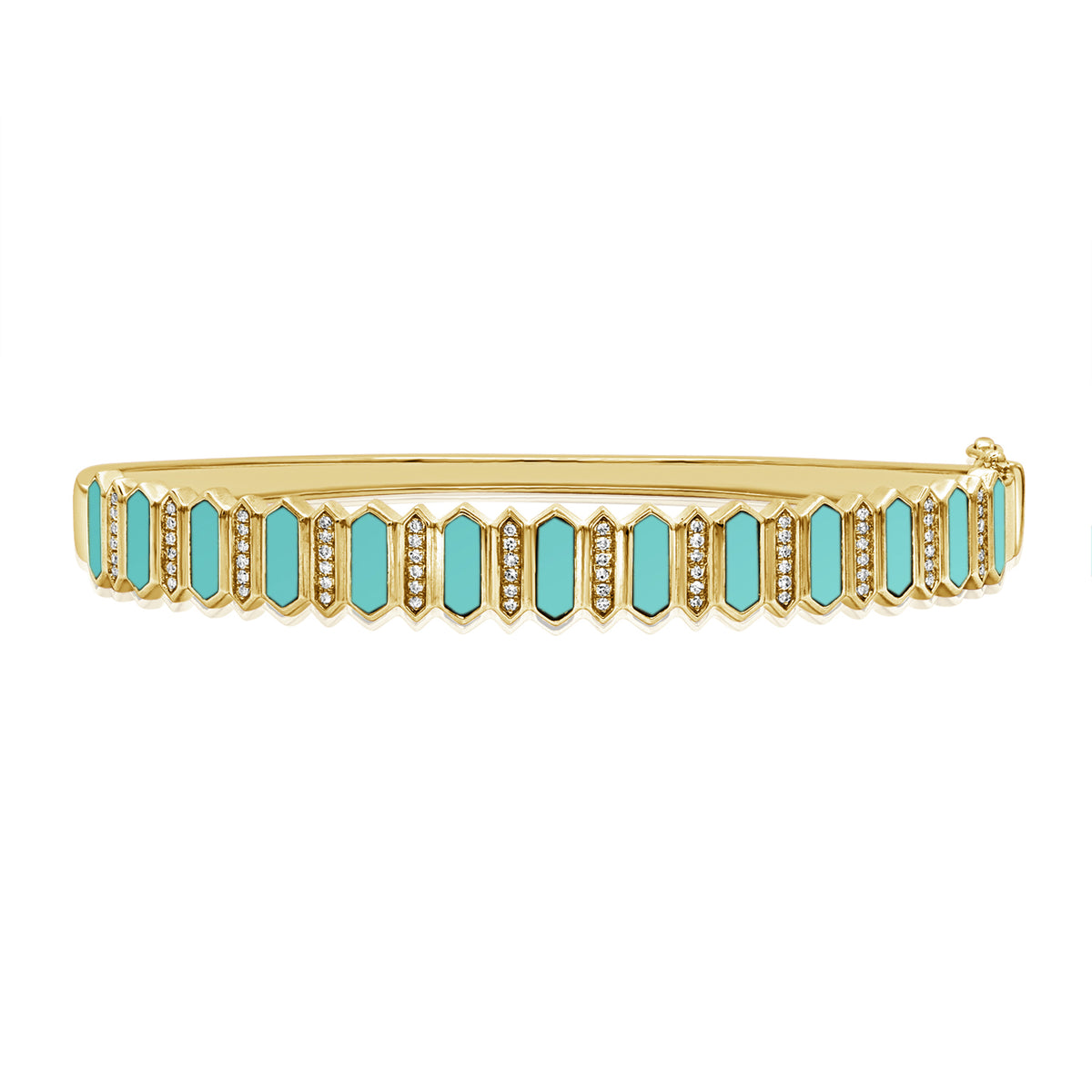 Sabrina Designs 14K Gold Turquoise & Diamond Hinged Bangle Bracelet