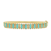 Sabrina Designs 14K Gold Turquoise & Diamond Hinged Bangle Bracelet