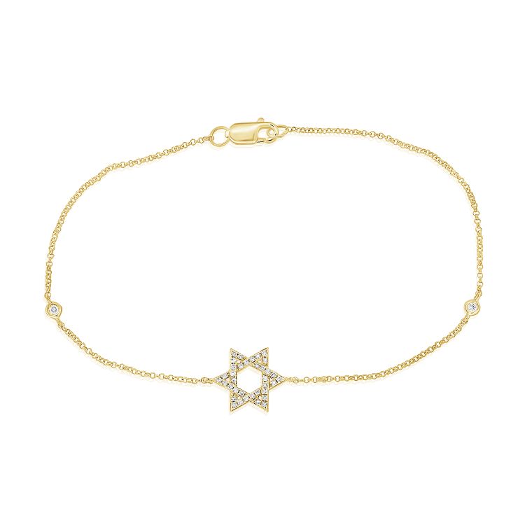 Sabrina Designs 14K Gold 0.14ctw Diamond Star of David Bracelet