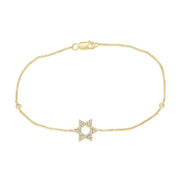 Sabrina Designs 14K Gold 0.14ctw Diamond Star of David Bracelet