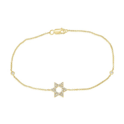 Sabrina Designs 14K Gold 0.14ctw Diamond Star of David Bracelet