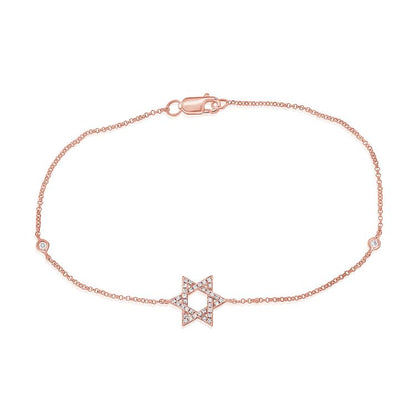 Sabrina Designs 14K Gold 0.14ctw Diamond Star of David Bracelet