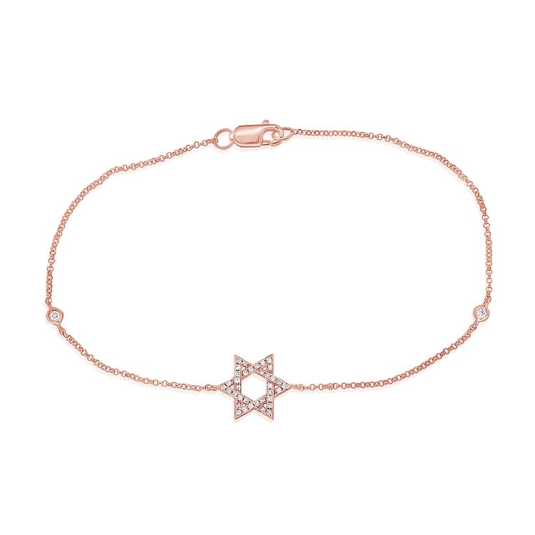 Sabrina Designs 14K Gold 0.14ctw Diamond Star of David Bracelet