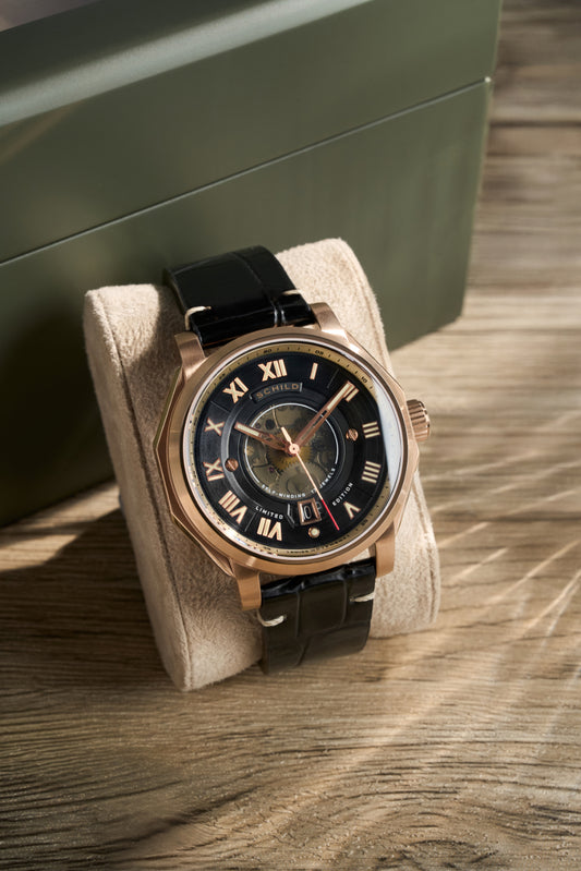 Schild Men's 43mm Johann Swiss Automatic Movement Leather Strap Watch