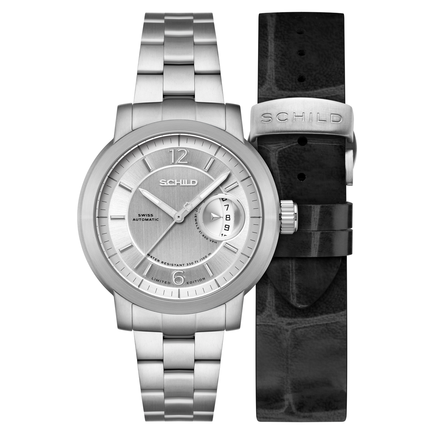 Schild Men's 44mm Heinrich Minimal Swiss Automatic Lmt Ed Interchangeable Watch