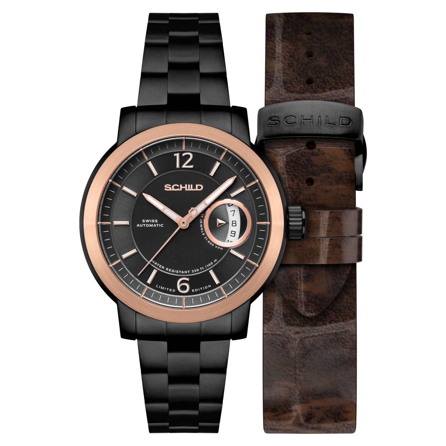 Schild Men's 44mm Heinrich Minimal Swiss Automatic Lmt Ed Interchangeable Watch