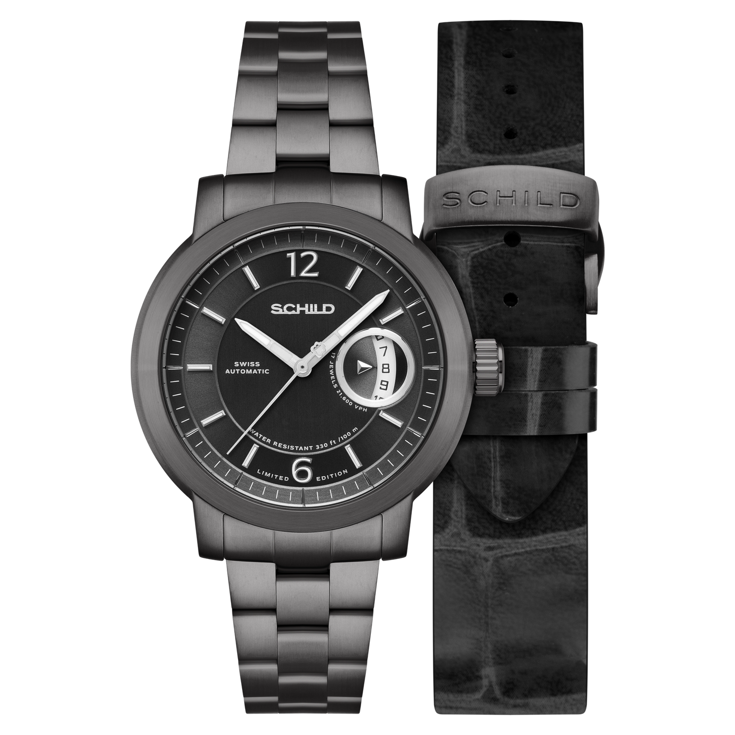 Schild Men's 44mm Heinrich Minimal Swiss Automatic Lmt Ed Interchangeable Watch