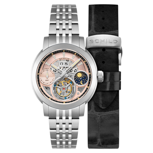 Schild Men's 44mm Heinrich Mechanical Tourbillion GMT Lmt Ed Interchangeable Watch