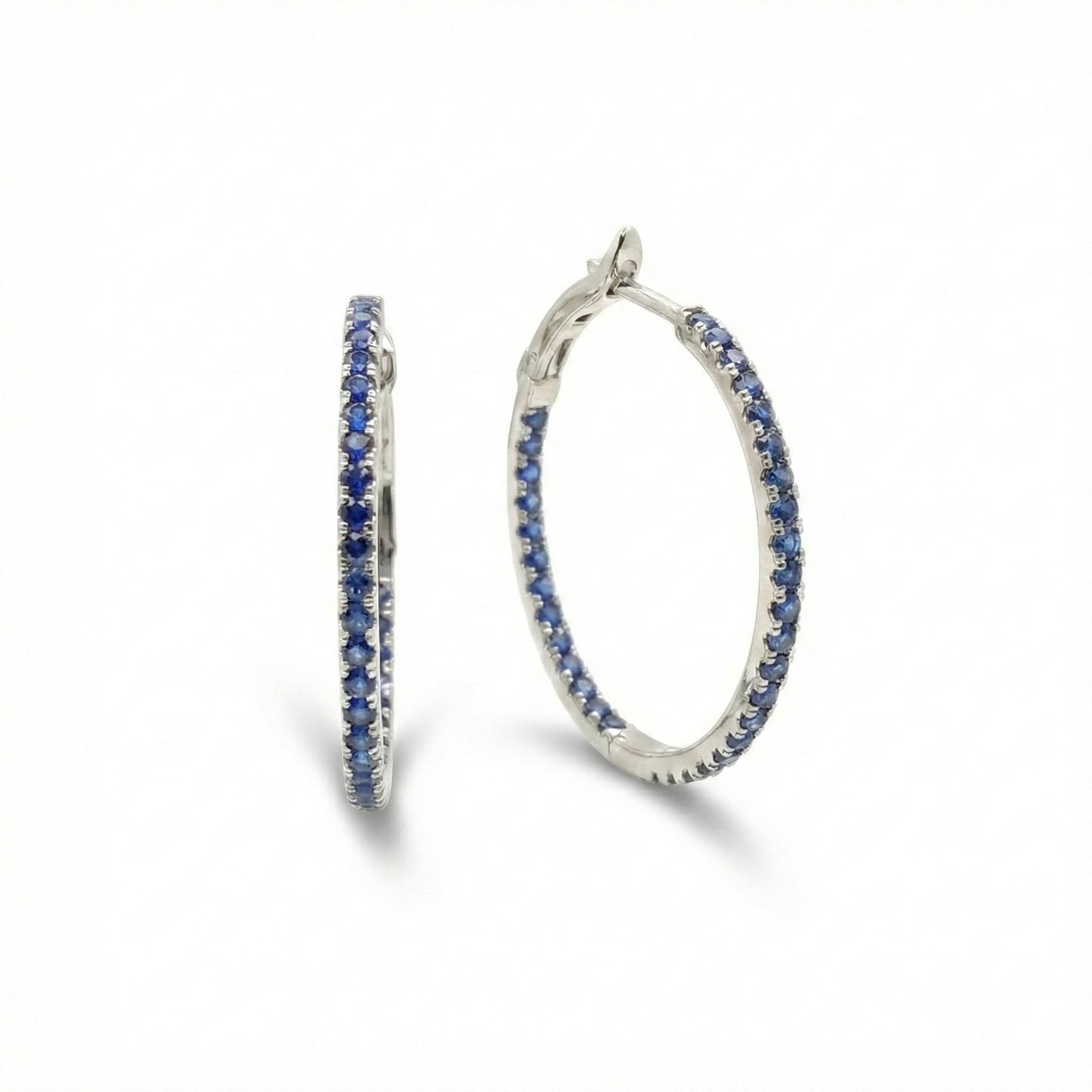 Sabrina Designs 14K Gold Precious Gemstone Inside-Out 1" Hoop Earrings
