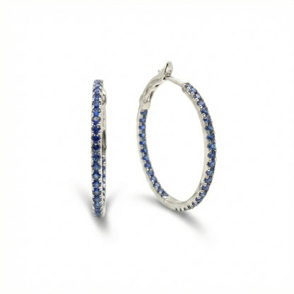 Sabrina Designs 14K Gold Precious Gemstone Inside-Out 1" Hoop Earrings