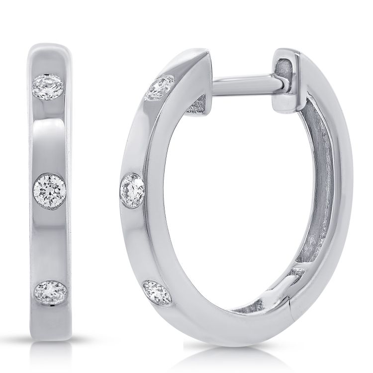 Sabrina Designs 14K Gold 0.07ctw Diamond Burnished Huggie Hoop Earrings