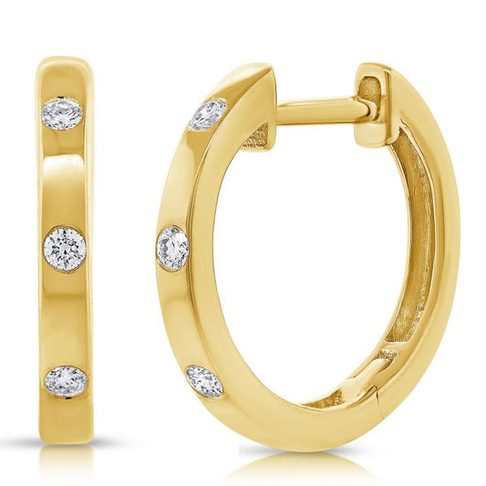 Sabrina Designs 14K Gold 0.07ctw Diamond Burnished Huggie Hoop Earrings