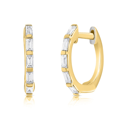 Sabrina Designs 14K Gold 0.19ctw Diamond Baguette Hoop Earrings