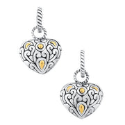 Belle Artique Sterling Silver Two-Tone Heart & Rope Drop Earrings